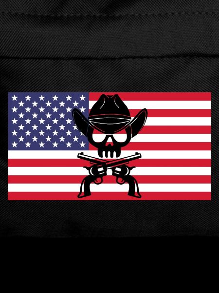 Cowboy skull and American flag