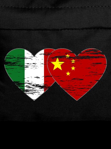 Italy China Flag Heart Used