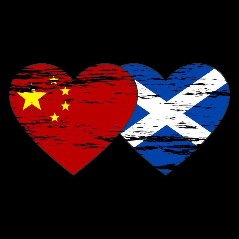 Ecosse Chine drapeau coeur utilisé