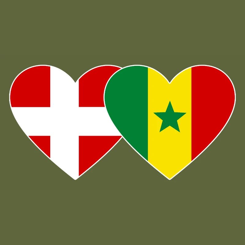 Danemark Sénégal Drapeau Coeur