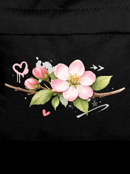 Apple blossom branch with graffiti accents