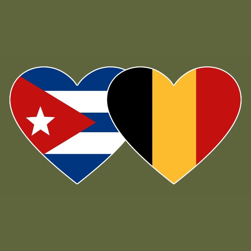 Cuba Belgium Flag Heart