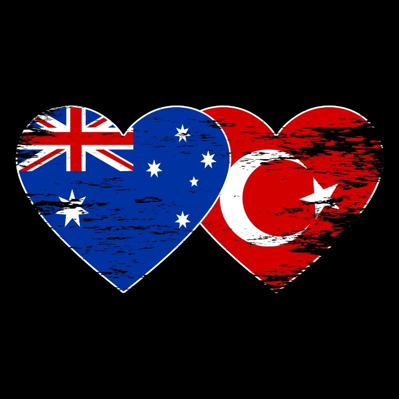 Australia Turkey Flag Heart used