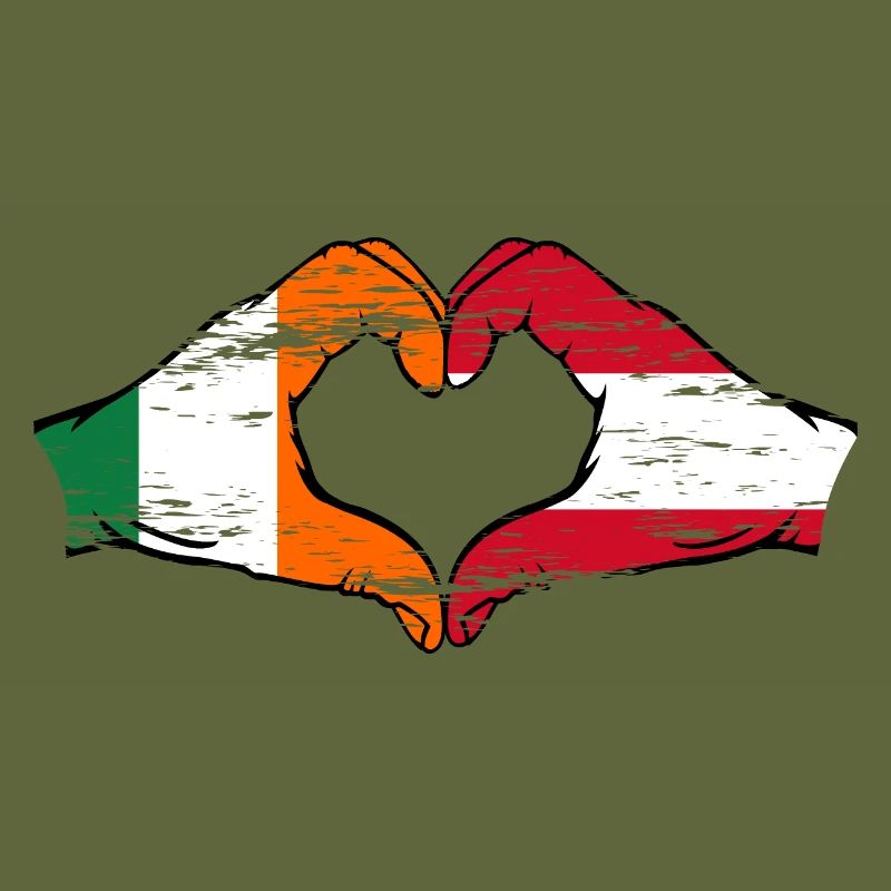 Irlande Autriche Drapeau Aiguilles Coeur Forme Utilisé