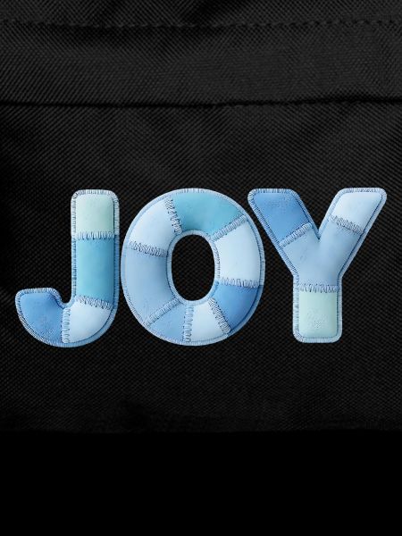 Blue Patchwork Joy Schriftzug