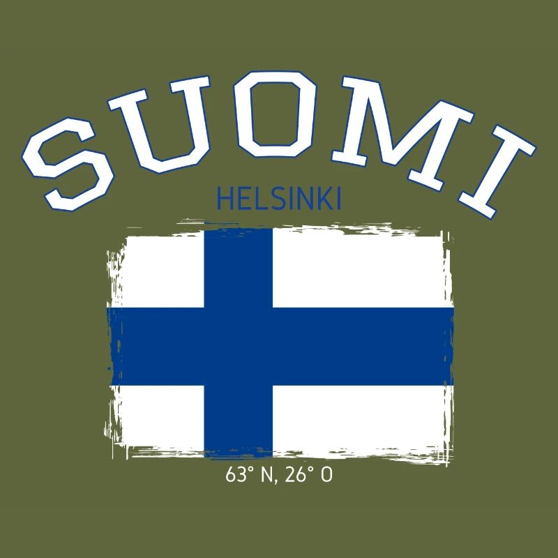 Drapeau de la Finlande avec référence à Helsinki