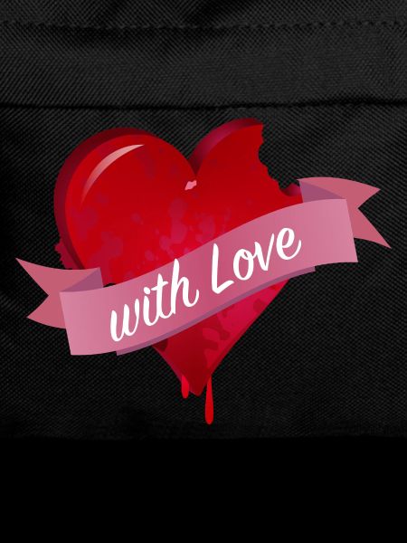 bitten heart with pink banner