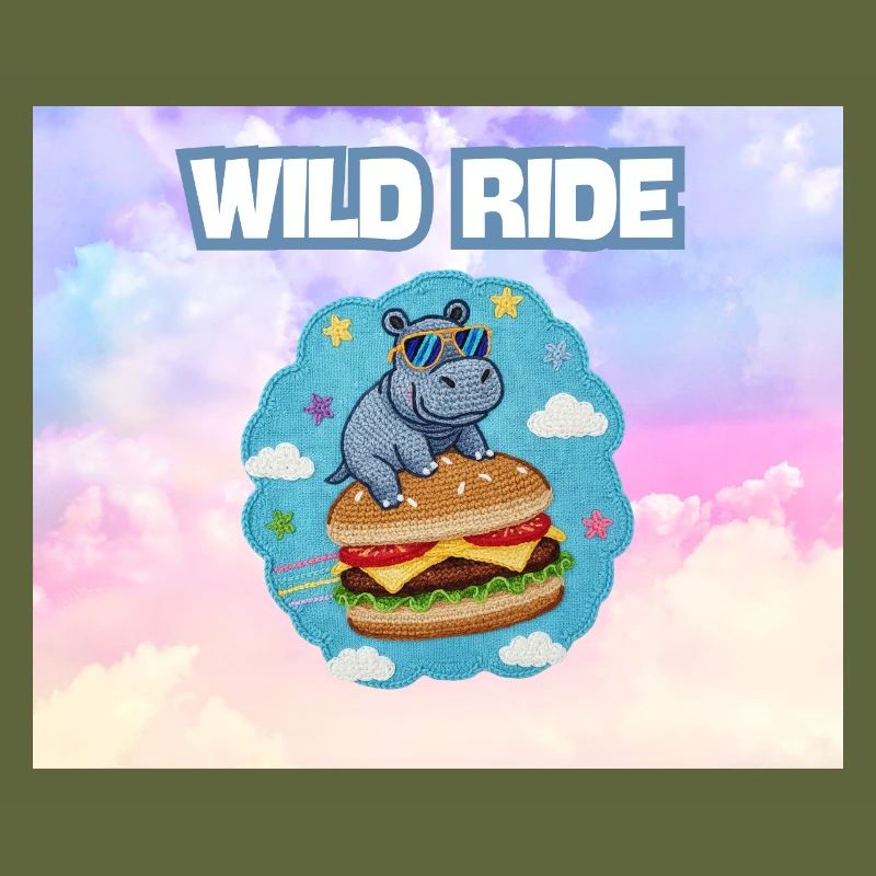 Wild Ride Hippo Burger Patch