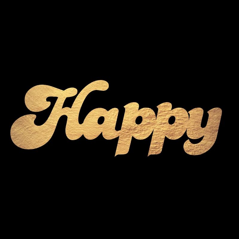 Happy Gold Squiggles Cursive Happiness Quotes