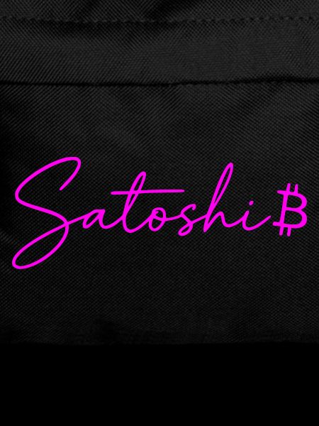 Satoshi Neon Lettering Bitcoin Script Pink