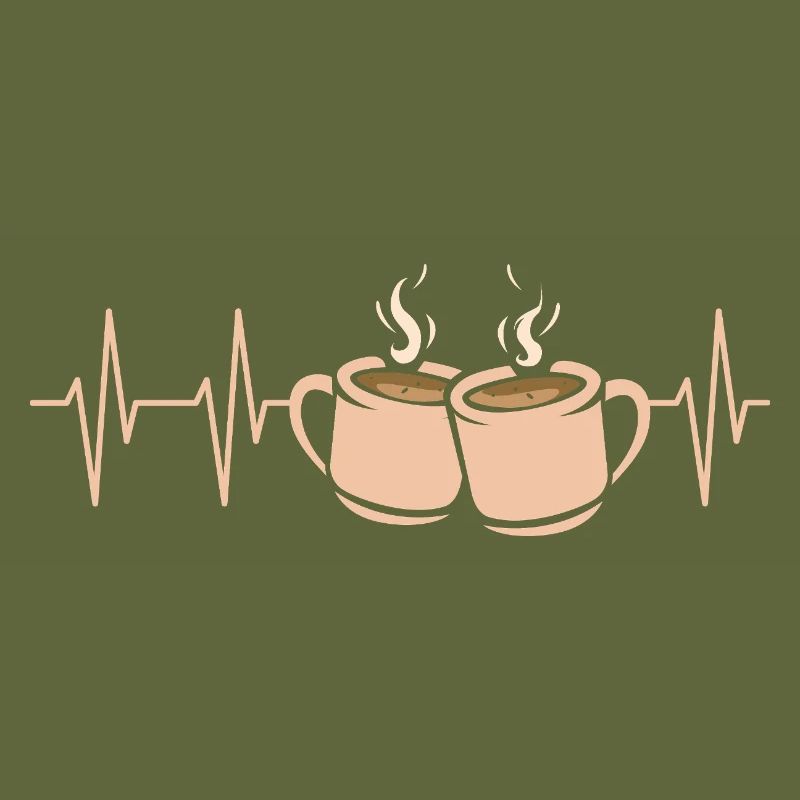 Coffee Pulse Heartbeat Two Cups