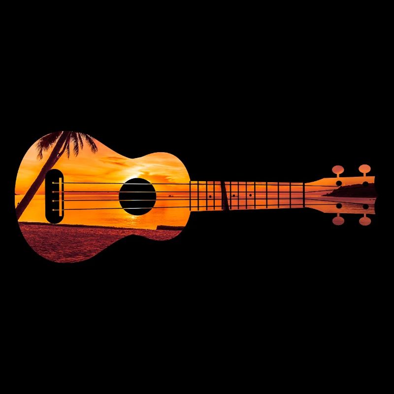 Hawaiian Ukulele Uke Beach Sunset