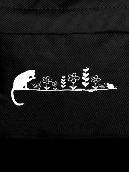 Garden Silhouette: Cat, Mouse & Flowers
