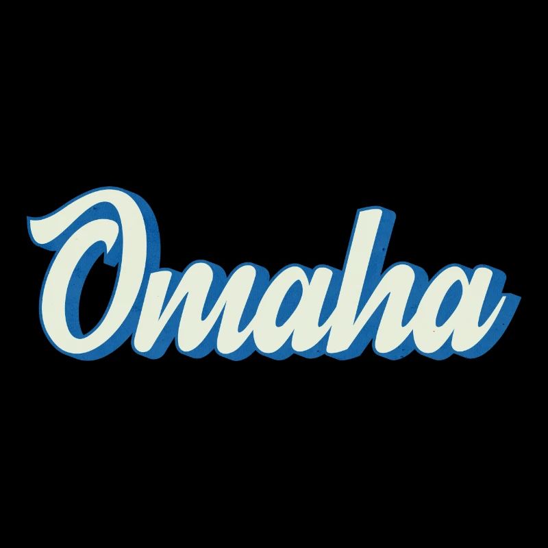 Omaha lettering in retro blue