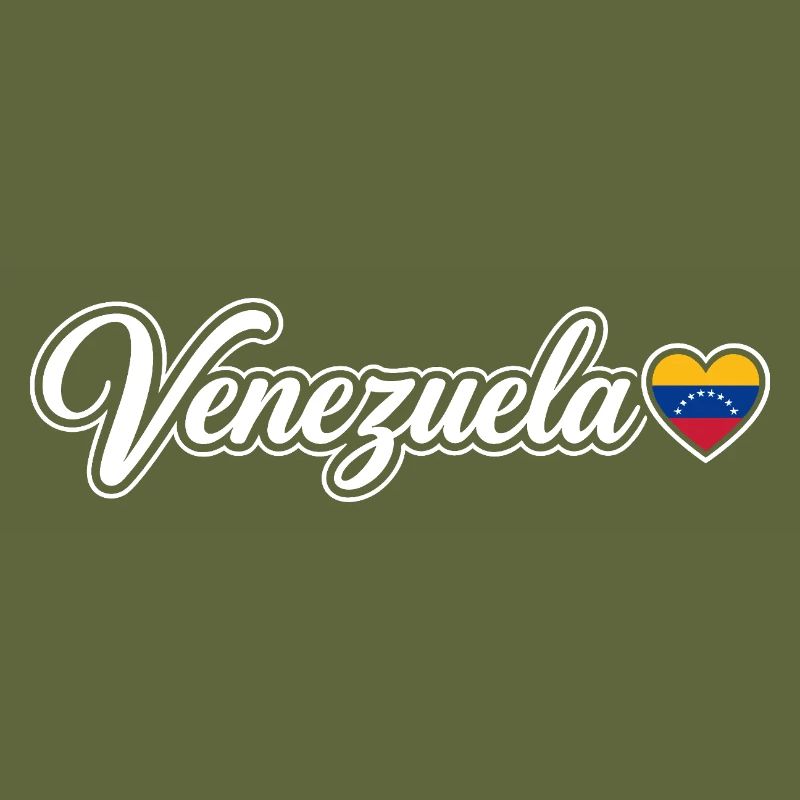 Venezuela Script with Flag Heart Love