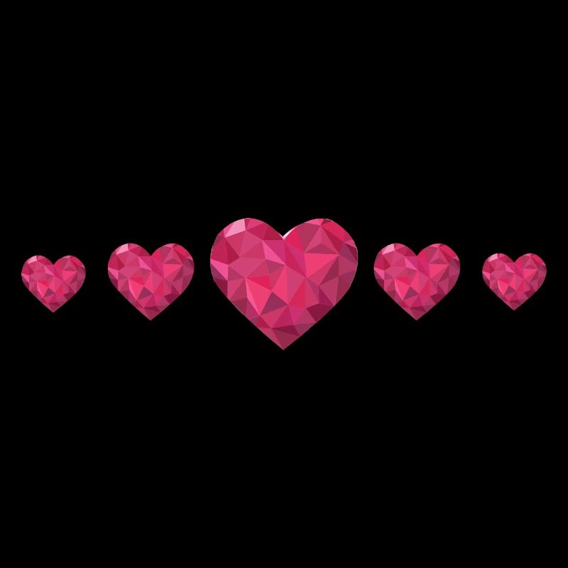 Geometric Hearts Pink Polygon Design Love