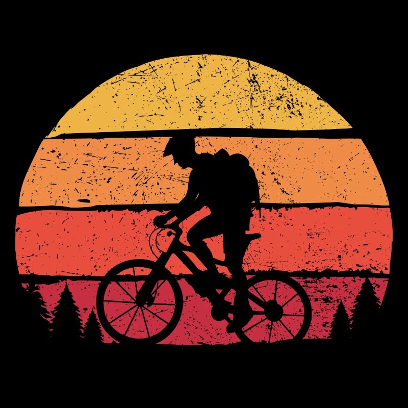 Twin Cyclist Sunset Silhouette