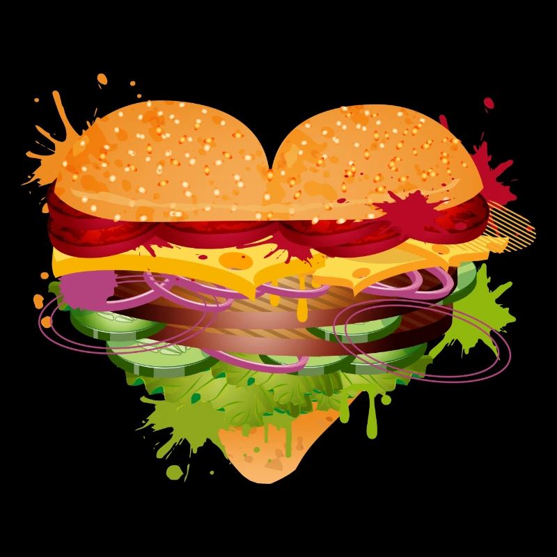 gefülltes Burger Brötchen in Herz Form Graffiti