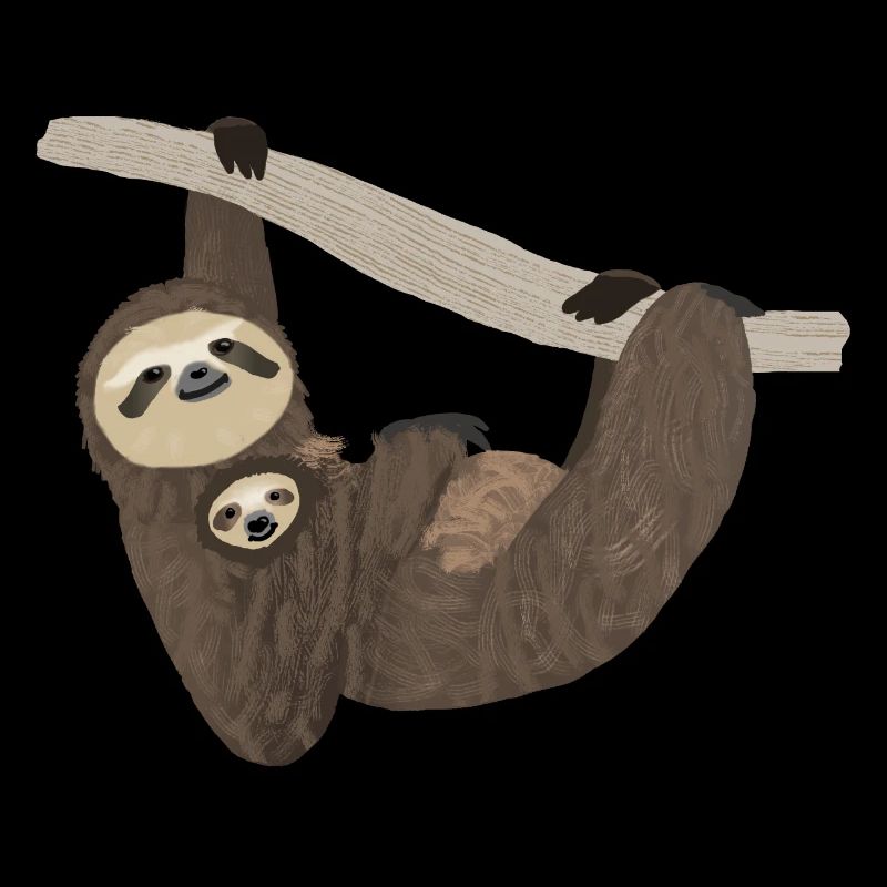 Sloth with baby, hand drawing