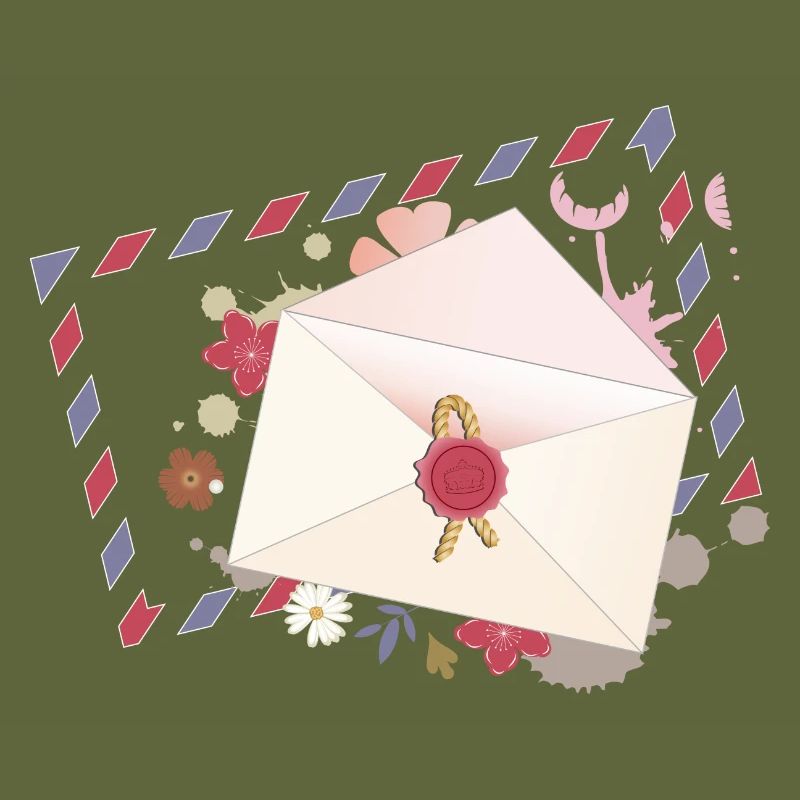 floral envelope with flowers and airmail border