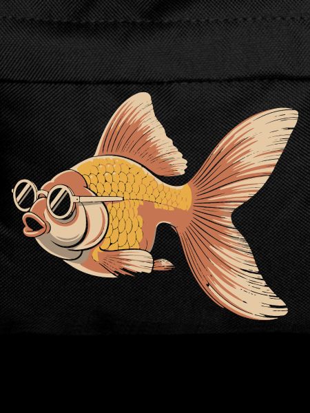 Goldfish with glasses cartoon