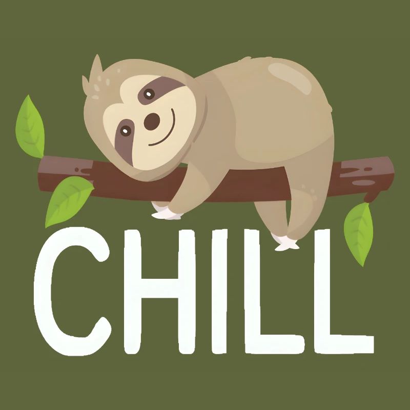 Chill sloth on branch cute relax design