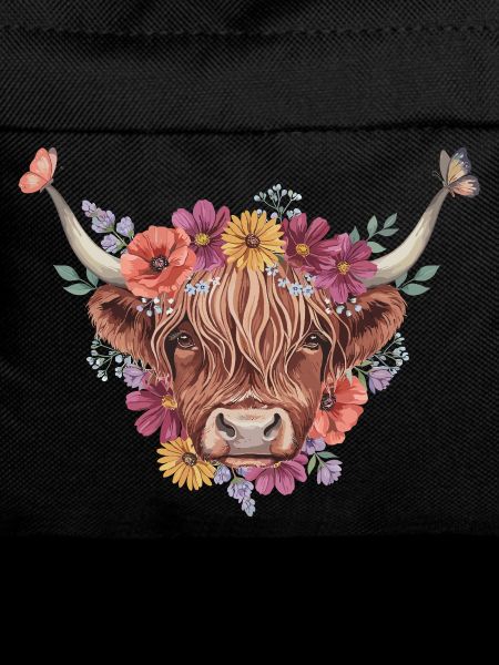 Flower Wreath Cow Head Illustration