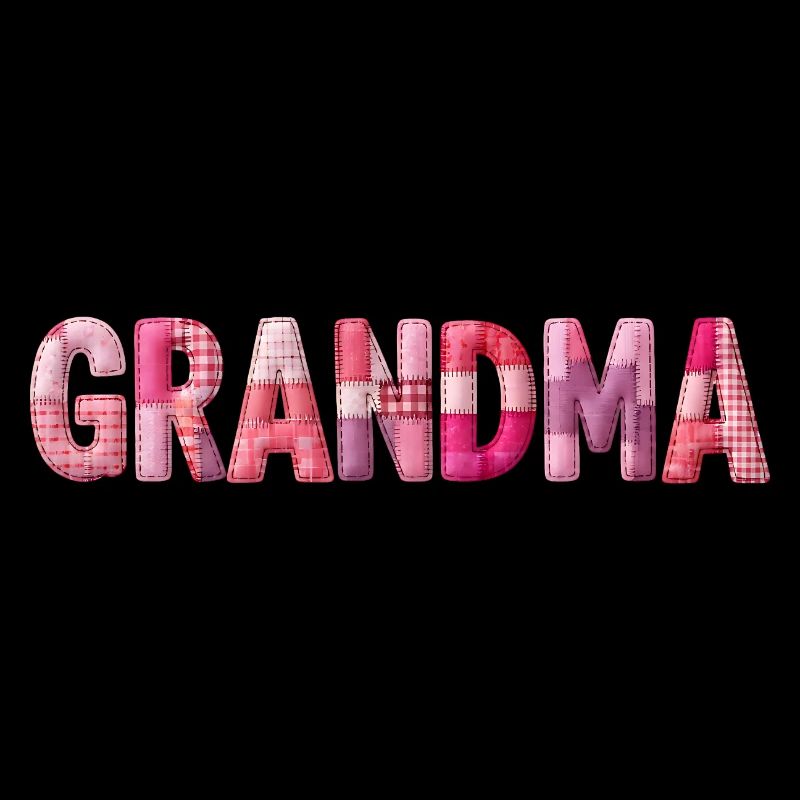 Grandmother Pink Plaid Letters Patchwork