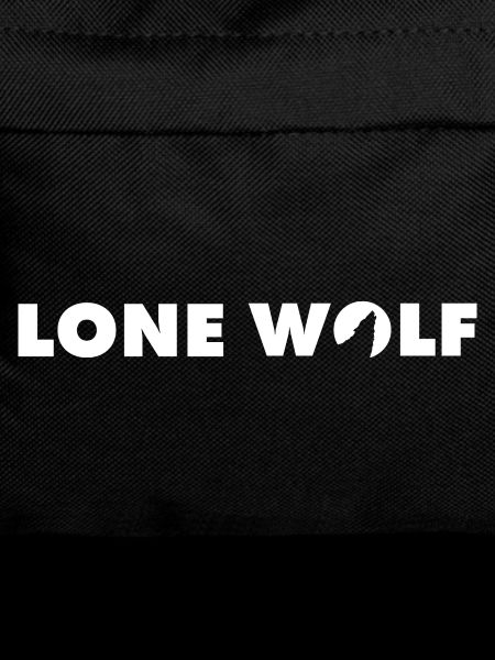 Lone wolf lettering in white