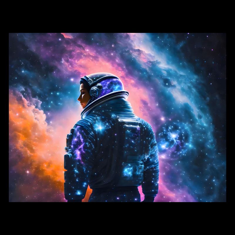 Female astronaut in space