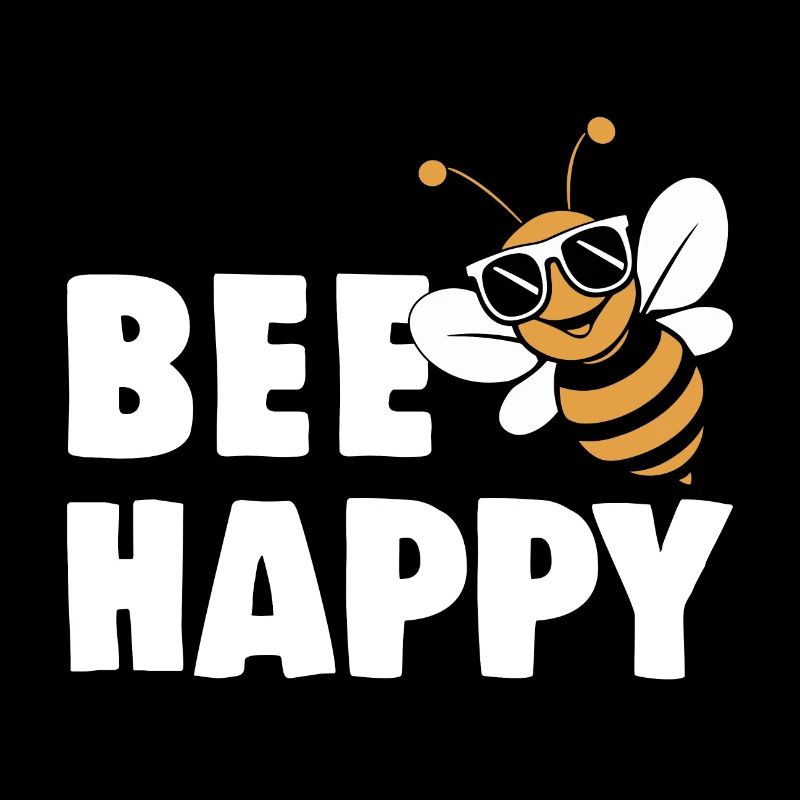 Drôle d’abeille avec le dicton Bee Happy
