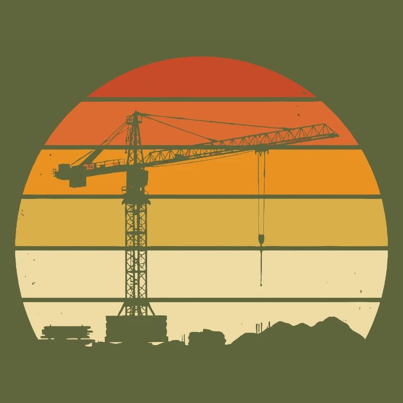 Crane Operator Retro Design – Construction Site & Construction Crane
