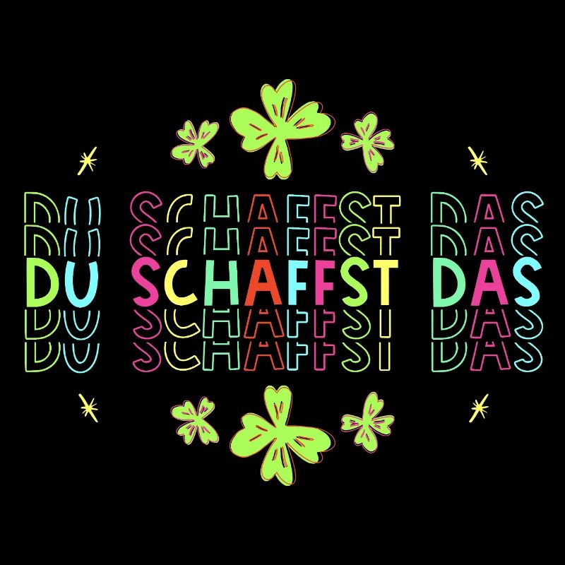 Du schaffst das! Glücksbringer Glücksklee neon