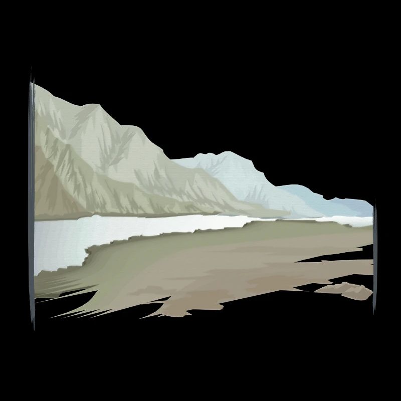 Flusslandschaft gemalt Pastell mit Pinselrahmen