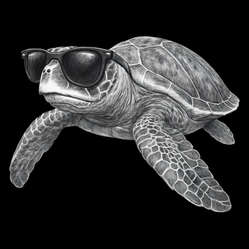 Cool sea turtle with sunglasses