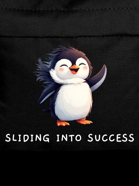 Cute Penguin "Sliding into Success" Quote