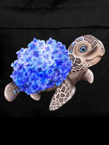 Schildkröte mit Hydrangea Hortensien