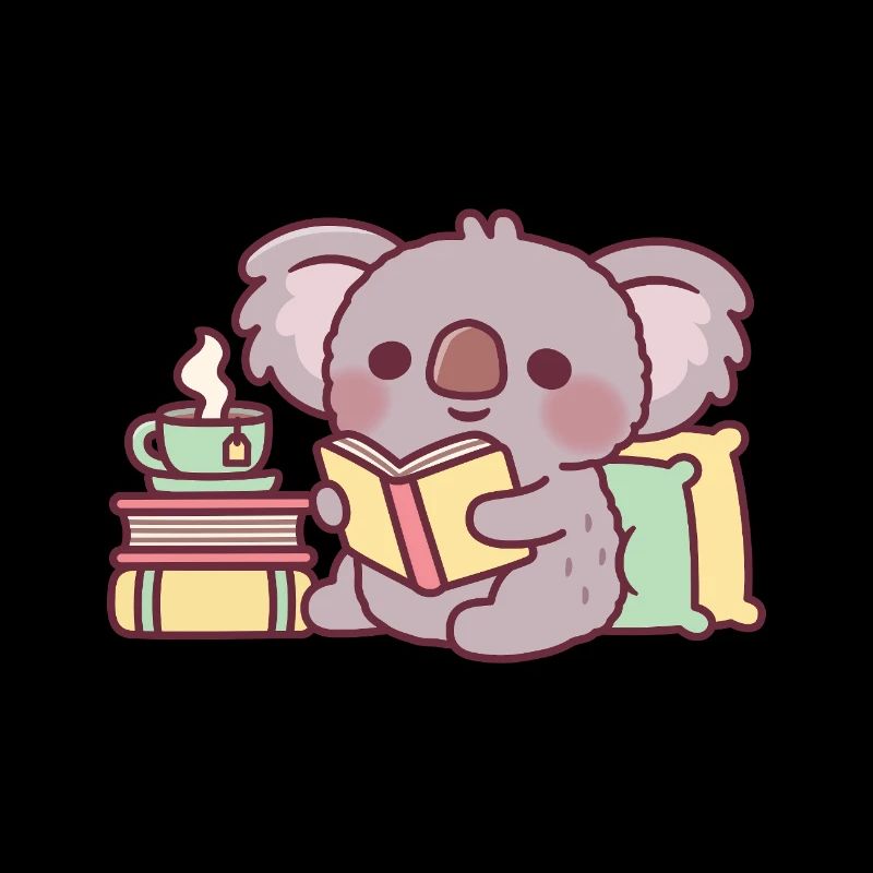 Cute Koala Reading A Book
