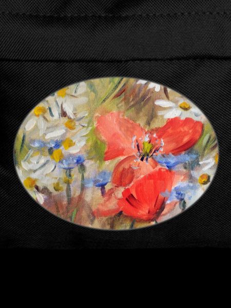 Rote Mohn- und Gänseblümchen-Wiesen-Malerei