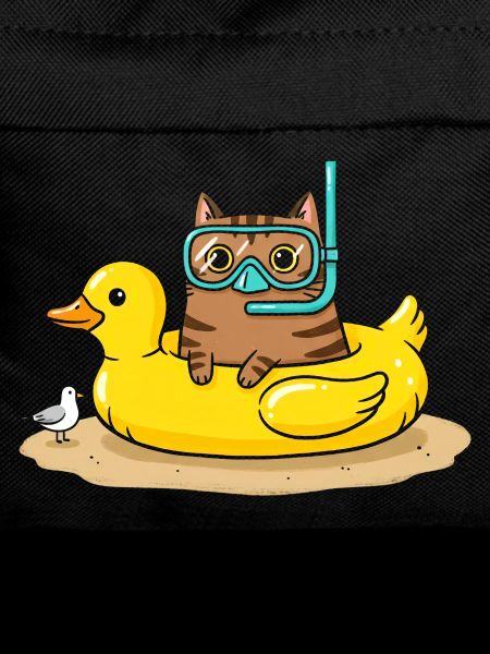 Diving Cat on Rubber Duck