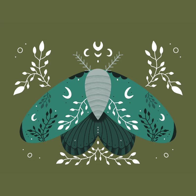 Papillon de nuit vert avec feuillage
