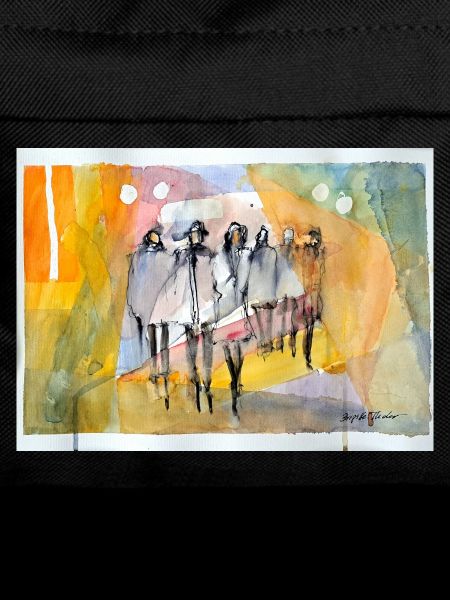 Abstrakte Menschen,  Aquarell 