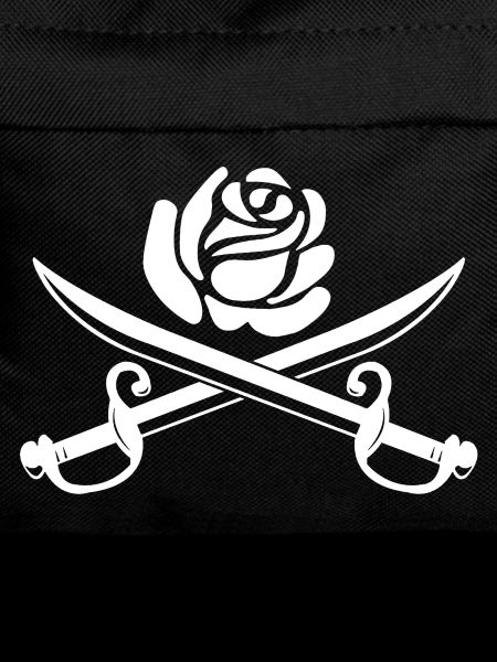 White flower and crossed swords