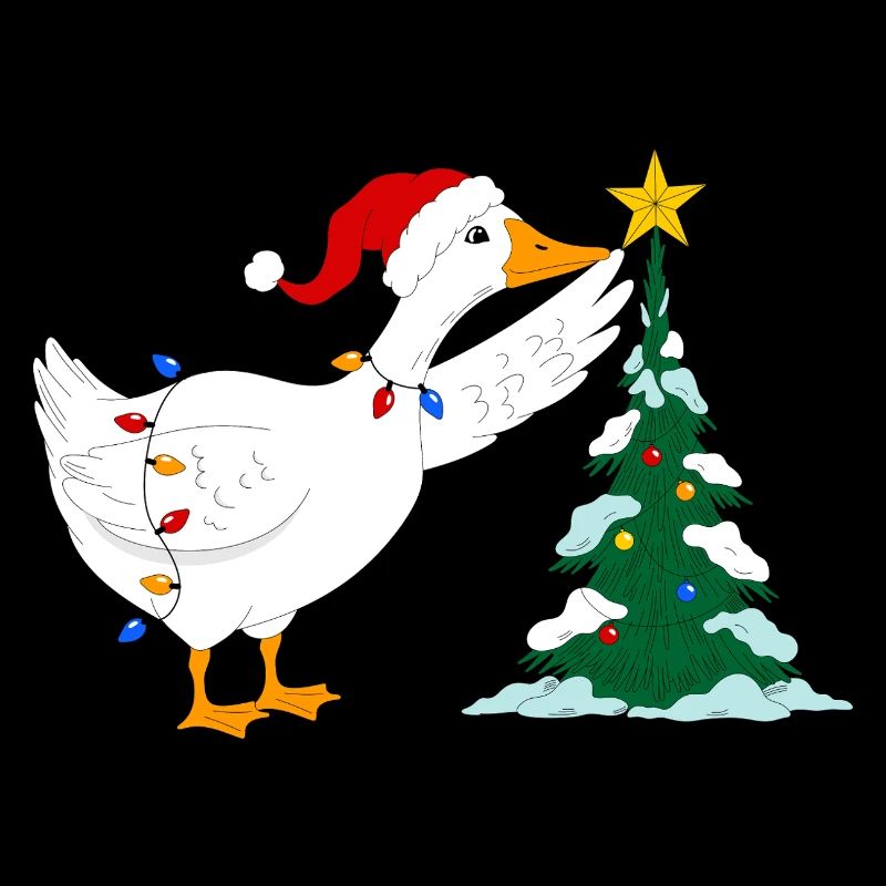 Gans und Weihnachtsbaum