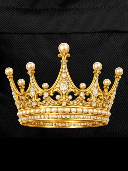 Goldene Königskrone mit Perlen