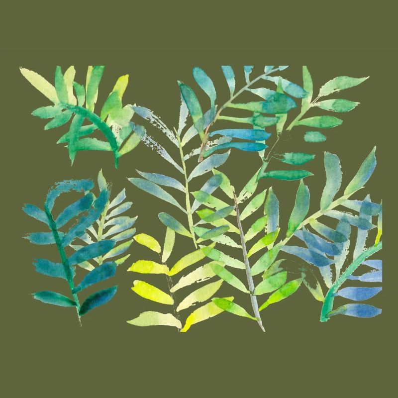 Branches de feuilles aquarelles