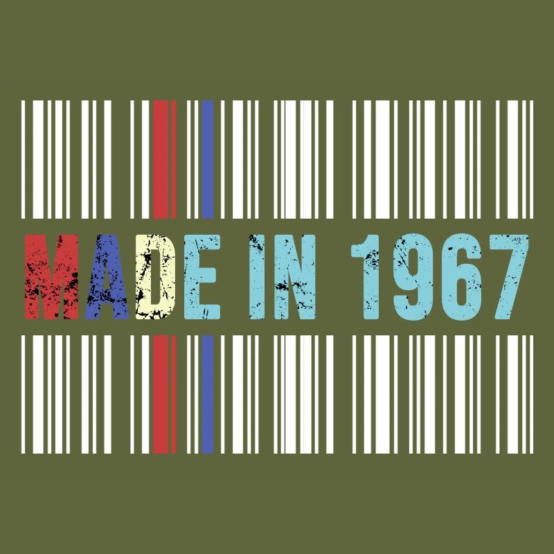 1967 anniversaire 55 ans 55e anniversaire rétro code-barres