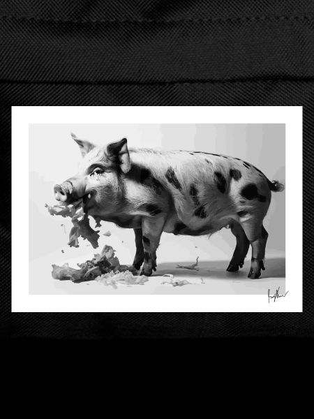 Schwein isst Salat