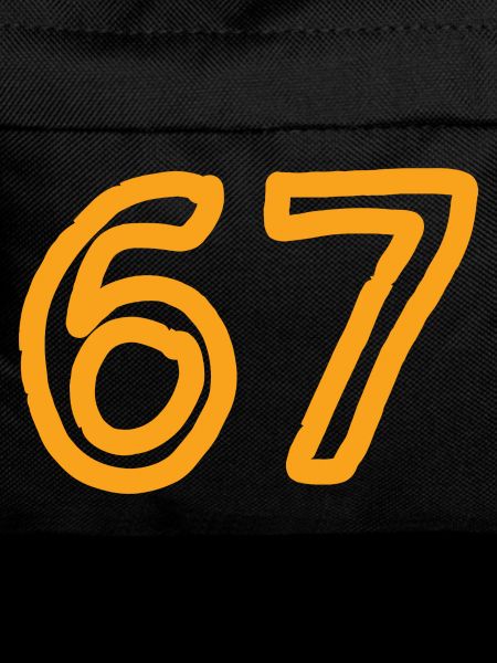 Number 67 in orange