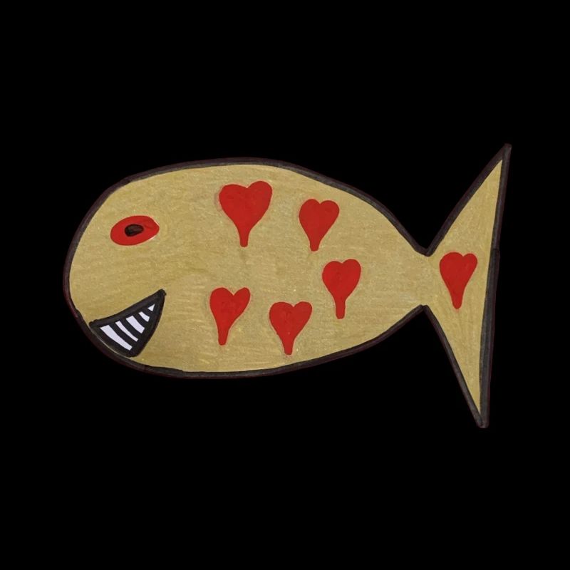 Heart fish with heart pattern